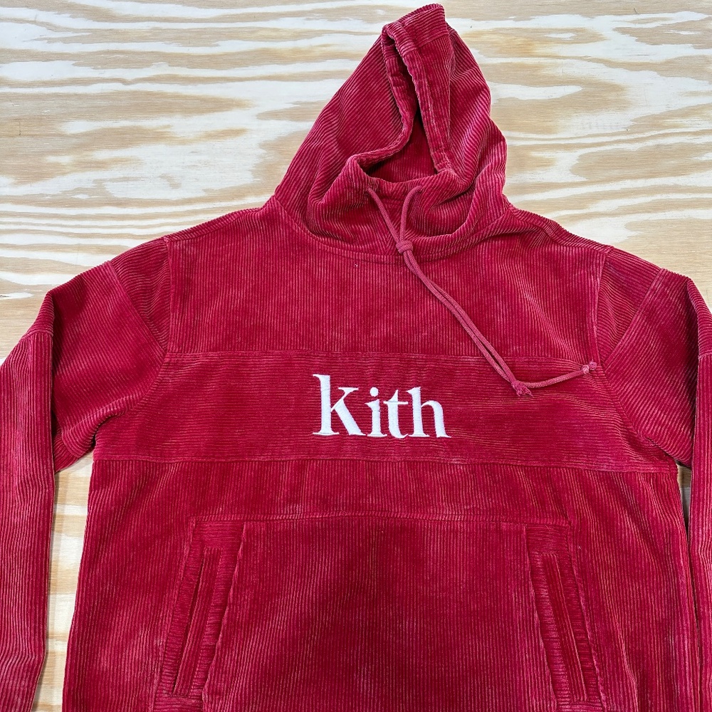 Kith Corduroy Double Pocket Hoodie- Red